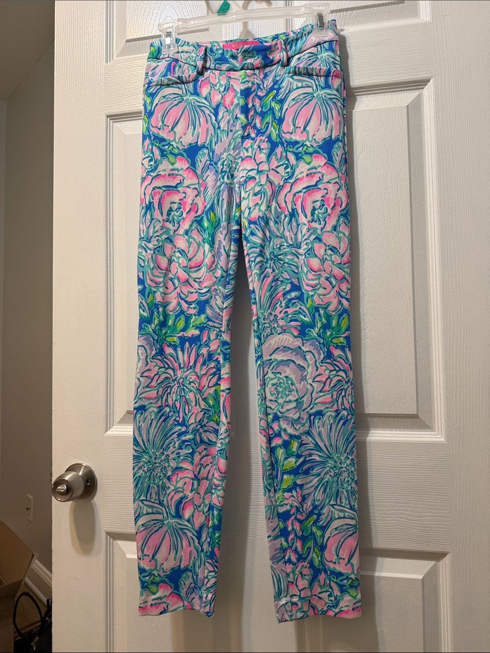 Lilly Pulitzer Pink & Blue Floral Skinny Pants